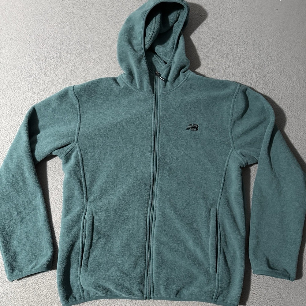New Balance Sweatshirt Mens Medium Green Full Zip Fleece Hoodie Athleisure